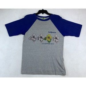 Vtg 80s California Flowers Shirt S Single Stitch Art Nature Wildlife Hiking USA